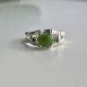 925 Sterling Silver Nephrite ( Jade ) & Emeralds Ring Size 8