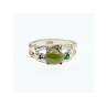925 Sterling Silver Nephrite ( Jade ) & Emeralds Ring Size 8