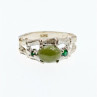 925 Sterling Silver Nephrite ( Jade ) & Emeralds Ring Size 8