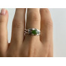 925 Sterling Silver Nephrite ( Jade ) & Emeralds Ring Size 8