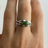 925 Sterling Silver Nephrite ( Jade ) & Emeralds Ring Size 8