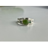925 Sterling Silver Nephrite ( Jade ) & Emeralds Ring Size 8