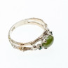 925 Sterling Silver Nephrite ( Jade ) & Emeralds Ring Size 8