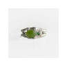925 Sterling Silver Nephrite ( Jade ) & Emeralds Ring Size 8