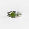 925 Sterling Silver Nephrite ( Jade ) & Emeralds Ring Size 8