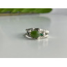 925 Sterling Silver Nephrite ( Jade ) & Emeralds Ring Size 8
