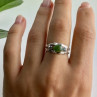 925 Sterling Silver Nephrite ( Jade ) & Emeralds Ring Size 8