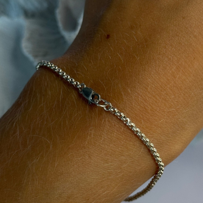 925 Sterling Silver Jade Flower Bracelet Length 7