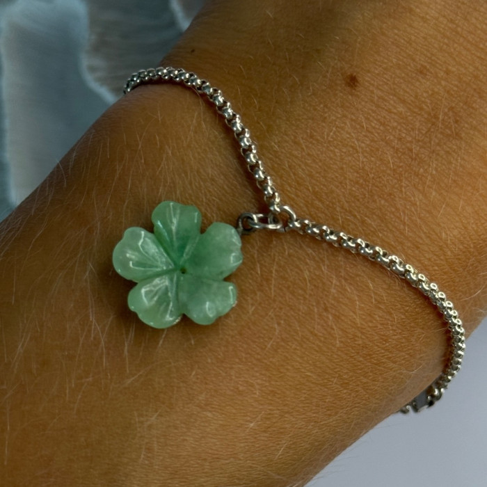 925 Sterling Silver Jade Flower Bracelet Length 7