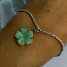 925 Sterling Silver Jade Flower Bracelet Length 7