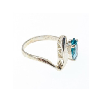 925 Sterling Silver Aquamarine Ring Size 9.5