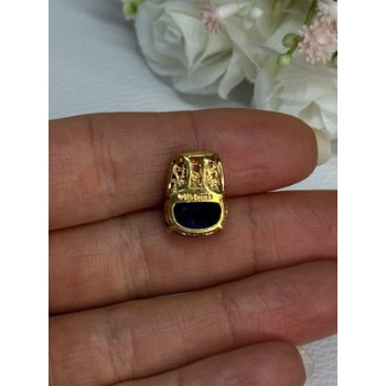 925 Sterling Silver Gold Plated Sapphire & Beryl Pendant Length 0.65 Inch