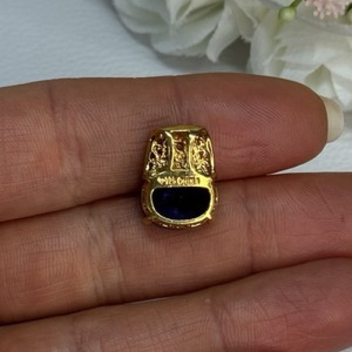 925 Sterling Silver Gold Plated Sapphire & Beryl Pendant Length 0.65 Inch
