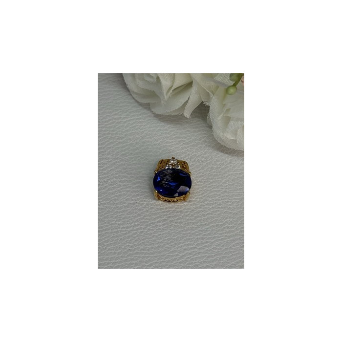 925 Sterling Silver Gold Plated Sapphire & Beryl Pendant Length 0.65 Inch
