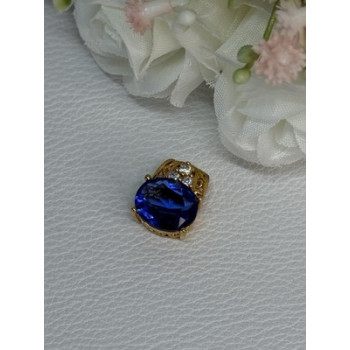 925 Sterling Silver Gold Plated Sapphire & Beryl Pendant Length 0.65 Inch