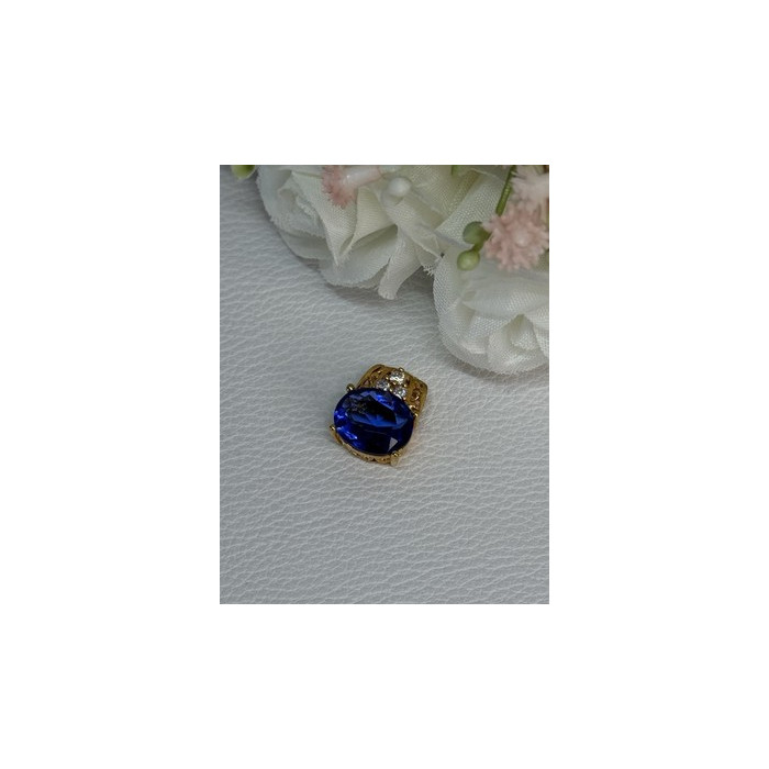 925 Sterling Silver Gold Plated Sapphire & Beryl Pendant Length 0.65 Inch