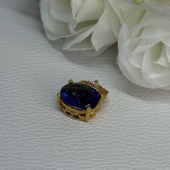 925 Sterling Silver Gold Plated Sapphire & Beryl Pendant Length 0.65 Inch