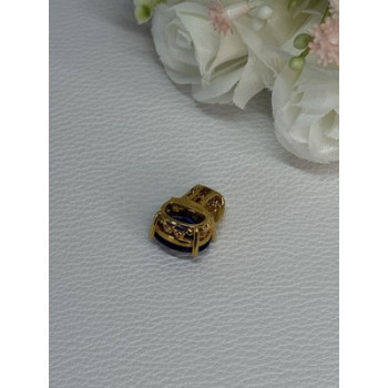 925 Sterling Silver Gold Plated Sapphire & Beryl Pendant Length 0.65 Inch