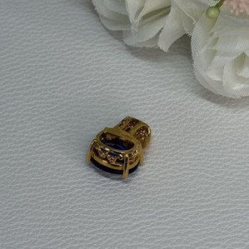 925 Sterling Silver Gold Plated Sapphire & Beryl Pendant Length 0.65 Inch