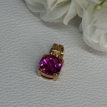 925 Sterling Silver Gold Plated Pink Spinel Pendant Length 0.70 Inch