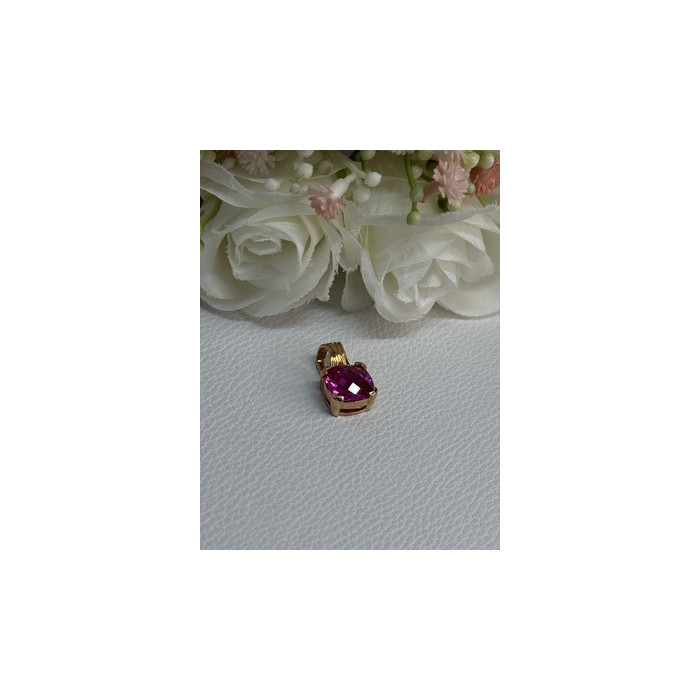 925 Sterling Silver Gold Plated Pink Spinel Pendant Length 0.70 Inch