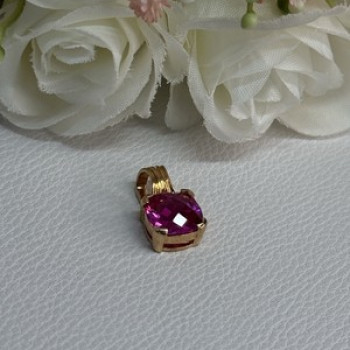 925 Sterling Silver Gold Plated Pink Spinel Pendant Length 0.70 Inch