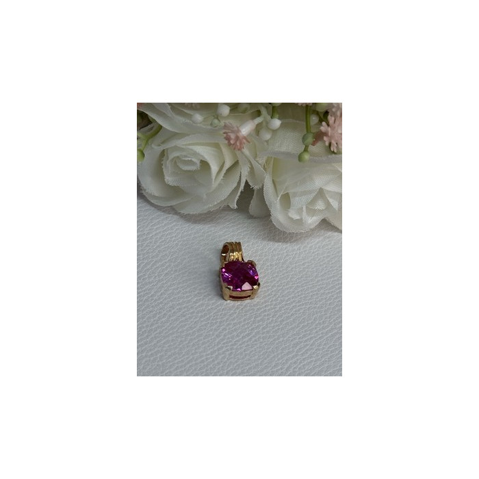 925 Sterling Silver Gold Plated Pink Spinel Pendant Length 0.70 Inch