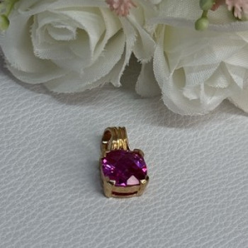 925 Sterling Silver Gold Plated Pink Spinel Pendant Length 0.70 Inch