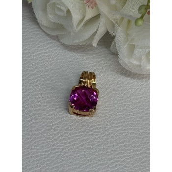 925 Sterling Silver Gold Plated Pink Spinel Pendant Length 0.70 Inch