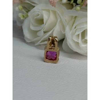 925 Sterling Silver Gold Plated Pink Spinel Pendant Length 0.70 Inch