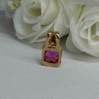 925 Sterling Silver Gold Plated Pink Spinel Pendant Length 0.70 Inch