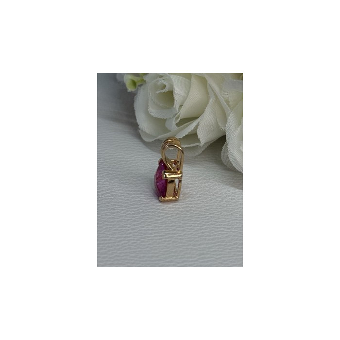 925 Sterling Silver Gold Plated Pink Spinel Pendant Length 0.70 Inch