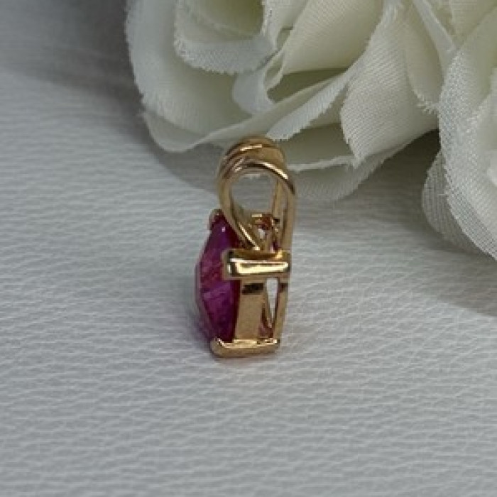925 Sterling Silver Gold Plated Pink Spinel Pendant Length 0.70 Inch