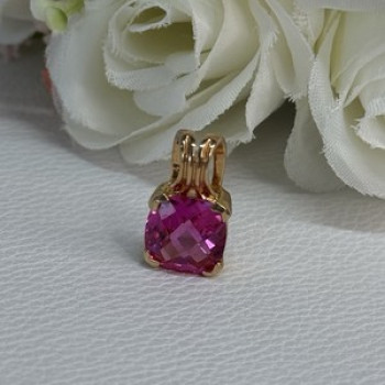 925 Sterling Silver Gold Plated Pink Spinel Pendant Length 0.70 Inch