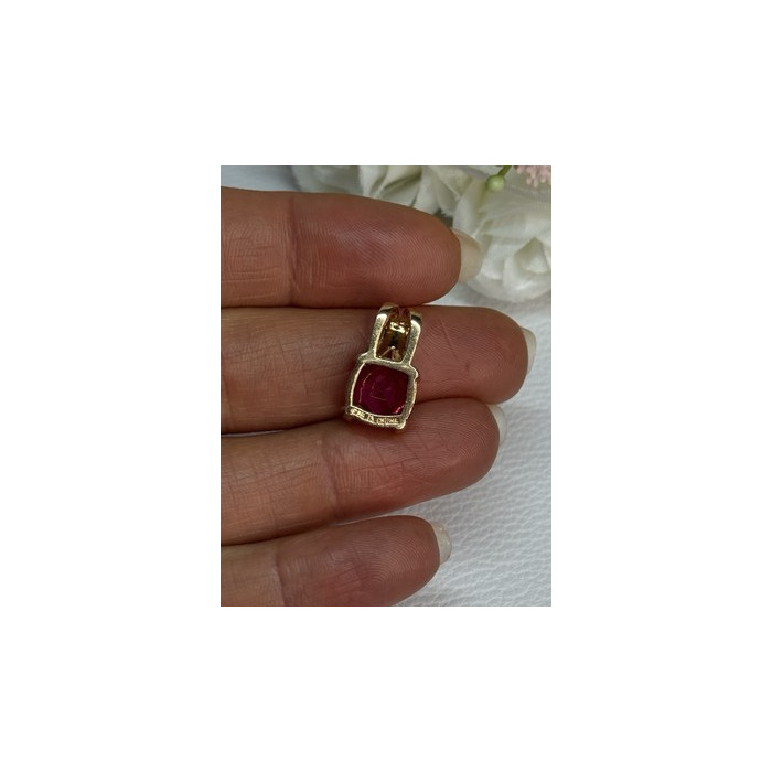 925 Sterling Silver Gold Plated Pink Spinel Pendant Length 0.70 Inch