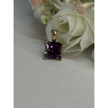 925 Sterling Silver Gold Plated Amethyst Pendant Length 0.70 Inch