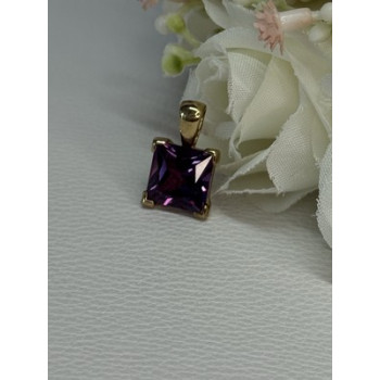 925 Sterling Silver Gold Plated Amethyst Pendant Length 0.70 Inch
