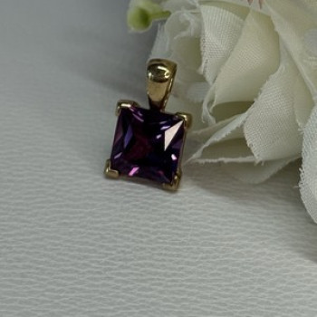 925 Sterling Silver Gold Plated Amethyst Pendant Length 0.70 Inch