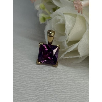 925 Sterling Silver Gold Plated Amethyst Pendant Length 0.70 Inch
