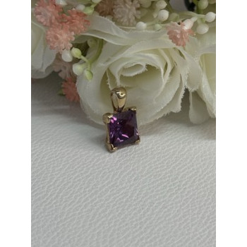 925 Sterling Silver Gold Plated Amethyst Pendant Length 0.70 Inch