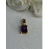 925 Sterling Silver Gold Plated Amethyst Pendant Length 0.80 Inch