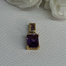 925 Sterling Silver Gold Plated Amethyst Pendant Length 0.80 Inch