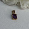 925 Sterling Silver Gold Plated Amethyst Pendant Length 0.80 Inch