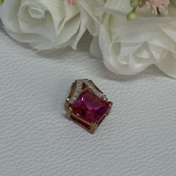925 Sterling Silver Gold Plated Pink Topaz Pendant Length 0.80 Inch