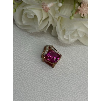 925 Sterling Silver Gold Plated Pink Topaz Pendant Length 0.80 Inch
