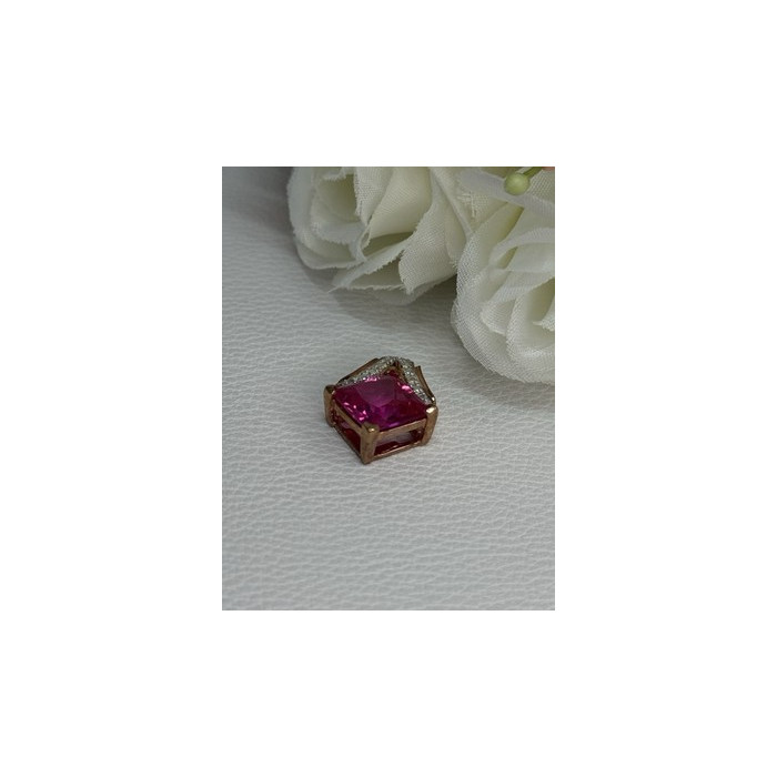 925 Sterling Silver Gold Plated Pink Topaz Pendant Length 0.80 Inch