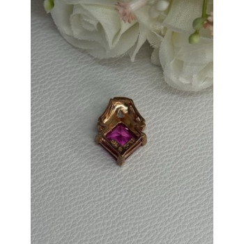 925 Sterling Silver Gold Plated Pink Topaz Pendant Length 0.80 Inch