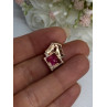 925 Sterling Silver Gold Plated Pink Topaz Pendant Length 0.80 Inch