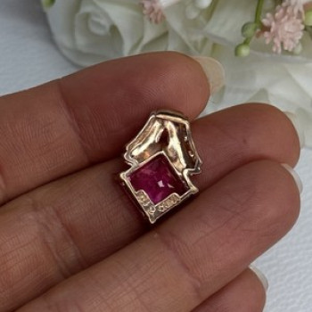 925 Sterling Silver Gold Plated Pink Topaz Pendant Length 0.80 Inch