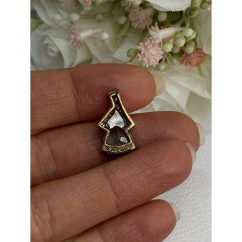 925 Sterling Silver Gold Plated Aquamarine & Beryl Pendant Length 0.76 Inch